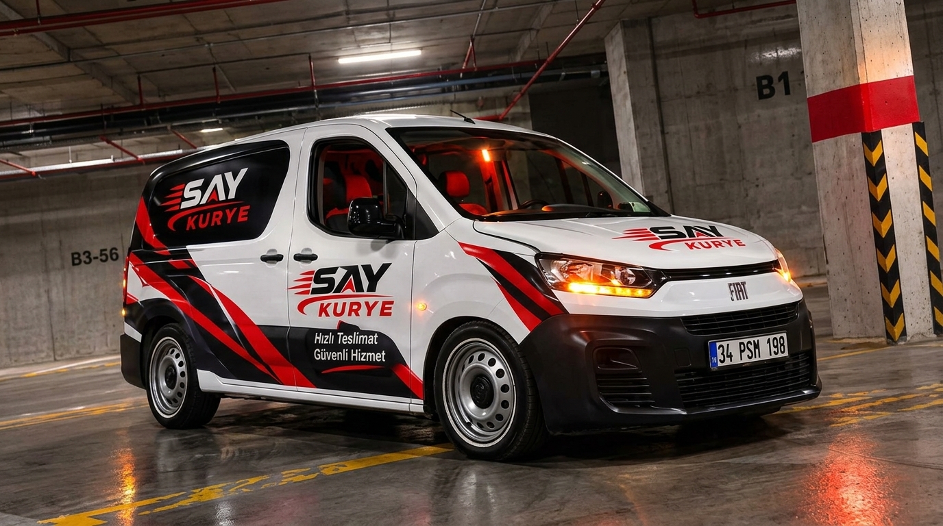 Say Kurye logolu panelvan kurye aracı